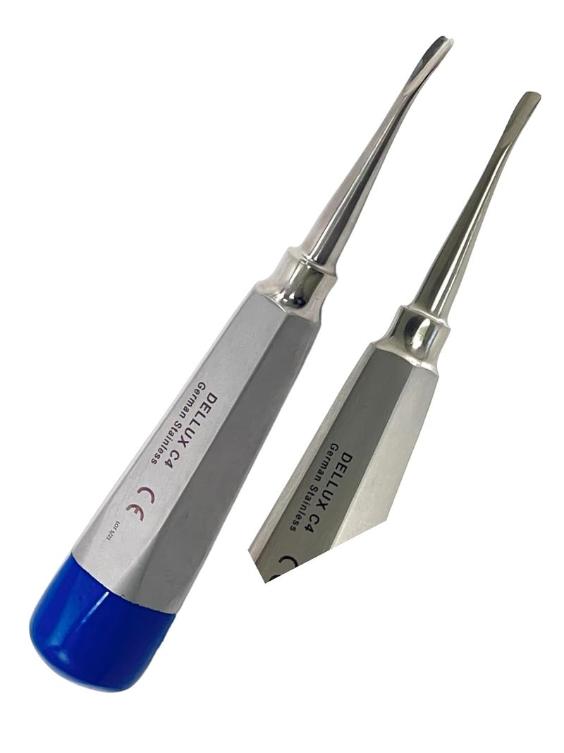 artlab -Dental Luxating Elevator Dental Root Elevators Straight Curved Tip-Periotome Luxating Elevator Apical Root Dental Elavators Extracting Extraction (Elevator cvd 4mm Blue) - Image 1